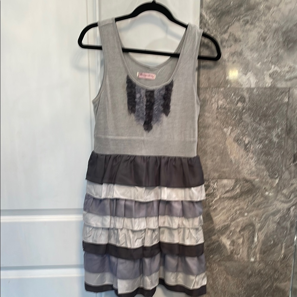 Gray and White Layered Women’s Dress